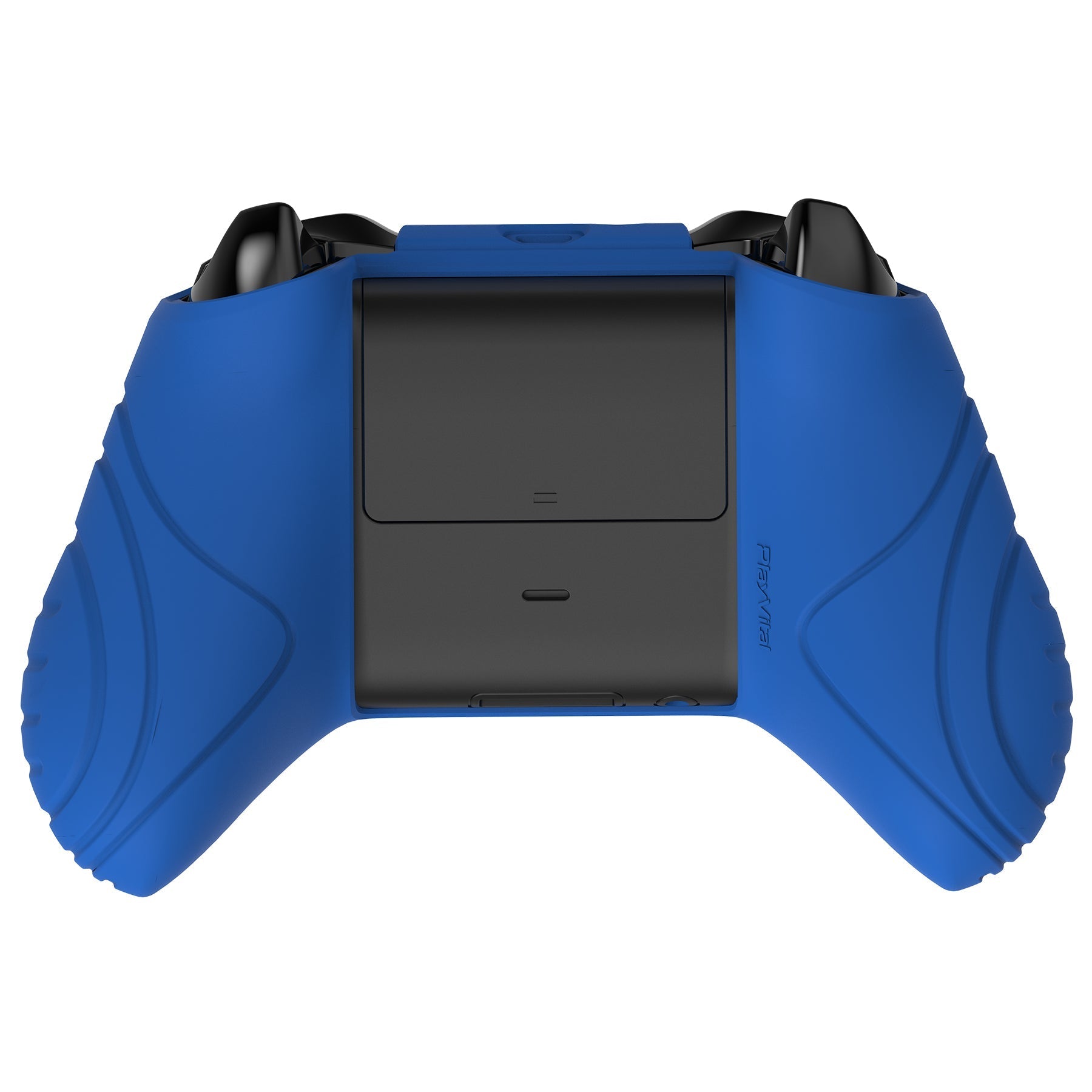 PlayVital Samurai Edition Blue Anti-Slip Controller Grip Silicone Skin for Xbox One X/S Controller, Ergonomic Soft Rubber Protective Case Cover for Xbox One S/X Controller with Black Thumb Stick Caps - XOQ039 playvital