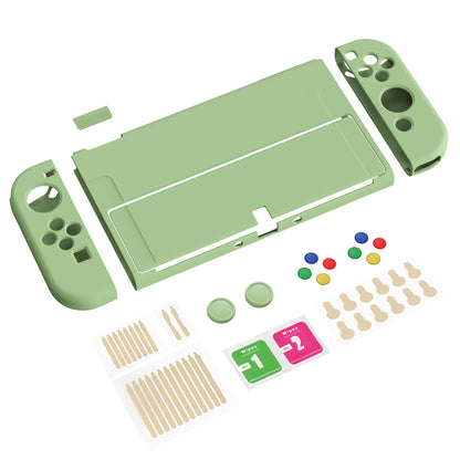 PlayVital ZealProtect Soft Protective Case for Switch OLED, Flexible Protector Joycon Grip Cover for Switch OLED with Thumb Grip Caps & ABXY Direction Button Caps - Matcha Green - XSOYM5006 playvital