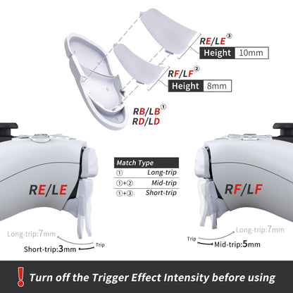 PlayVital Dune 2 Pairs Trigger Stop Shoulder Buttons Extension Kit for ps5 Controller, Stopper Bumper Trigger Extenders Game Improvement Adjusters for ps5 Controller - White - YCPFM002 PlayVital