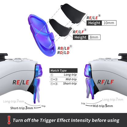 PlayVital Dune 2 Pairs Trigger Stop Shoulder Buttons Extension Kit for ps5 Controller, Stopper Bumper Trigger Extenders Game Improvement Adjusters for ps5 Controller - Chameleon Purple Blue - YCPFP001 PlayVital