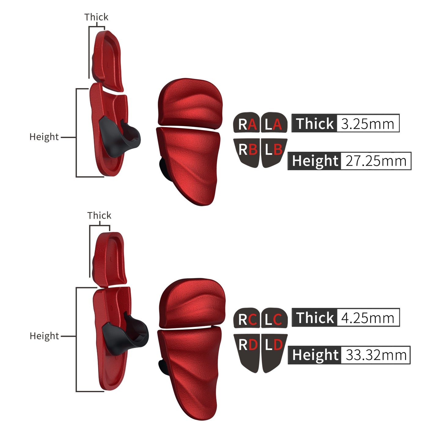 PlayVital Dune 2 Pairs Trigger Stop Shoulder Buttons Extension Kit for ps5 Controller, Stopper Bumper Trigger Extenders Game Improvement Adjusters for ps5 Controller - Scarlet Red - YCPFP002 PlayVital