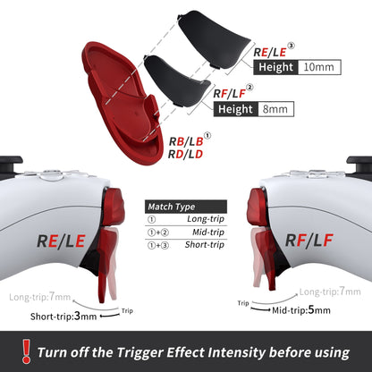 PlayVital Dune 2 Pairs Trigger Stop Shoulder Buttons Extension Kit for ps5 Controller, Stopper Bumper Trigger Extenders Game Improvement Adjusters for ps5 Controller - Scarlet Red - YCPFP002 PlayVital