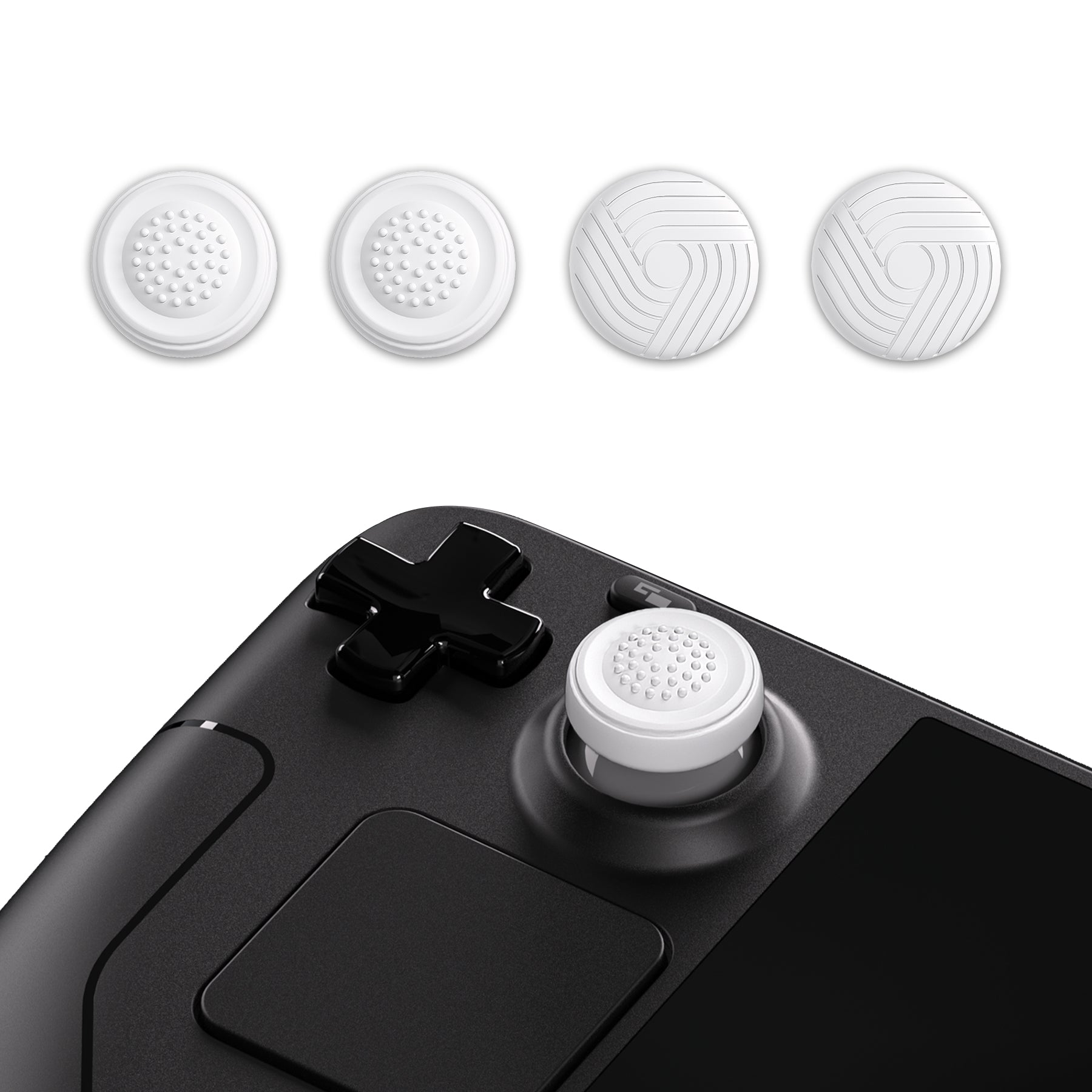 PlayVital White Thumb Grip Caps for Steam Deck, Silicone Thumbsticks Grips Joystick Caps for Steam Deck - Samurai & Guardian Edition - YFSDM014 PlayVital