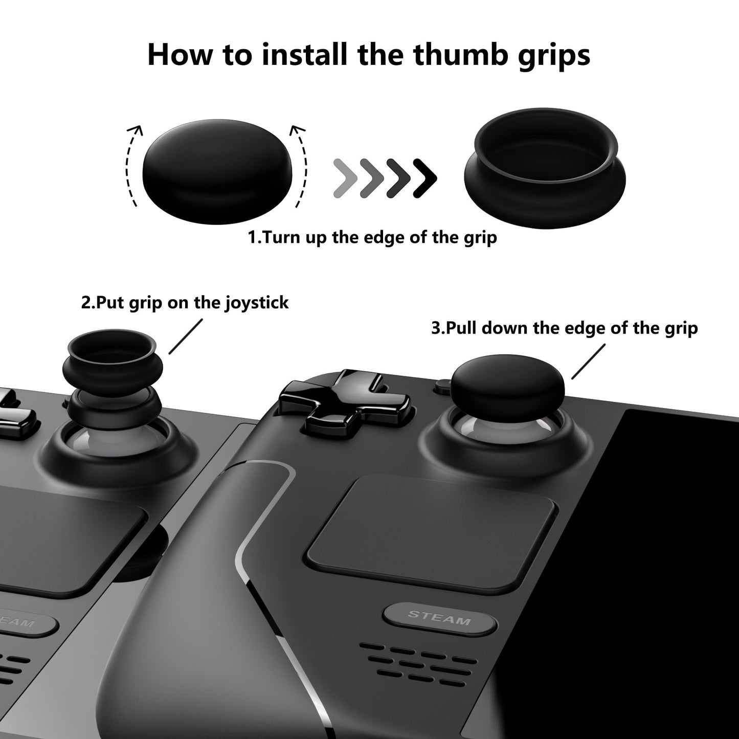 PlayVital Thumb Grip Caps for Steam Deck, Silicone Thumbsticks Grips Joystick Caps for Steam Deck - Diamond Grain & Crack Bomb Design - YFSDM0015 PlayVital