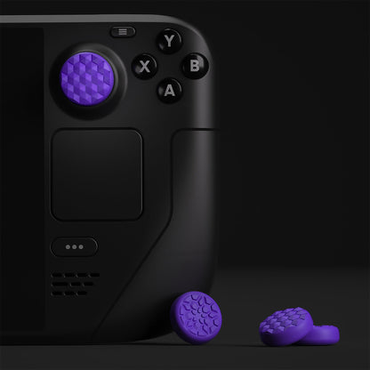 PlayVital Purple Thumb Grip Caps for Steam Deck, Silicone Thumbsticks Grips Joystick Caps for Steam Deck - Diamond Grain & Crack Bomb Design - YFSDM016 PlayVital