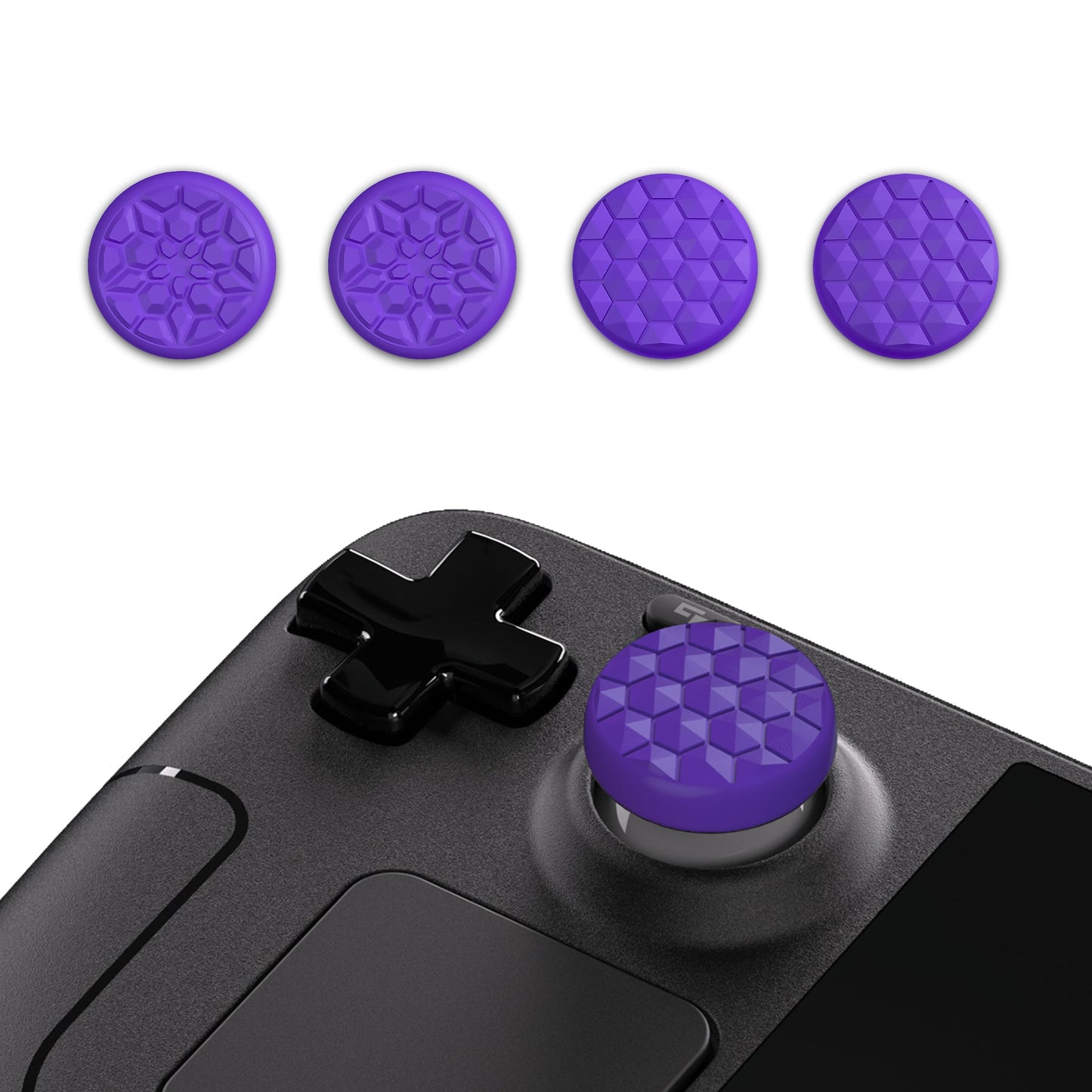 PlayVital Purple Thumb Grip Caps for Steam Deck, Silicone Thumbsticks Grips Joystick Caps for Steam Deck - Diamond Grain & Crack Bomb Design - YFSDM016 PlayVital