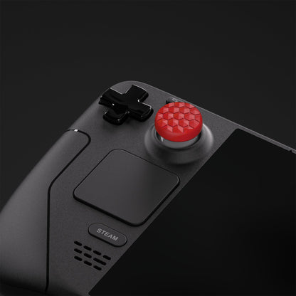 PlayVital Passion Red Thumb Grip Caps for Steam Deck, Silicone Thumbsticks Grips Joystick Caps for Steam Deck - Diamond Grain & Crack Bomb Design - YFSDM016 PlayVital