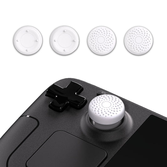 PlayVital White Thumb Grip Caps for Steam Deck, Silicone Thumbsticks Grips Joystick Caps for Steam Deck - Raised Dots & Studded Design - YFSDM018 PlayVital