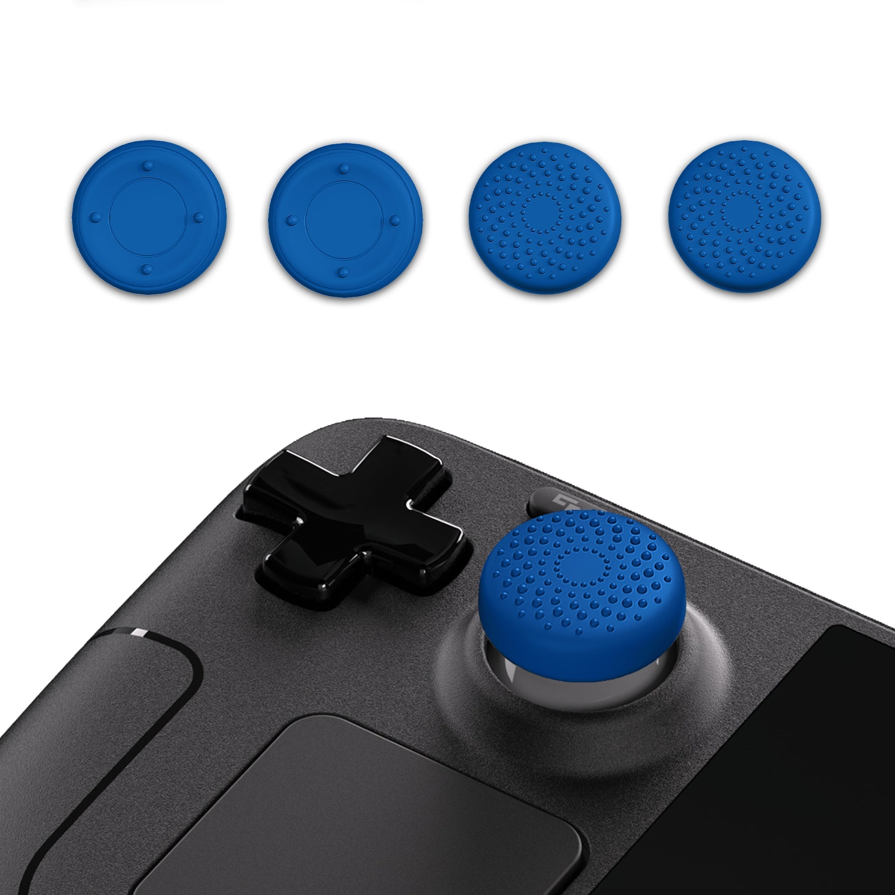 PlayVital Blue Thumb Grip Caps for Steam Deck, Silicone Thumbsticks Grips Joystick Caps for Steam Deck - Raised Dots & Studded Design - YFSDM020 PlayVital