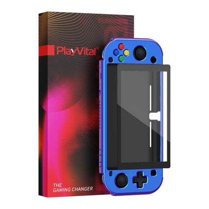 PlayVital Glossy Chameleon Purple Blue Protective Case for NS Switch Lite, Hard Cover Protector for NS Switch Lite - 1 x Black Border Tempered Glass Screen Protector Included - YYNLP001 PlayVital