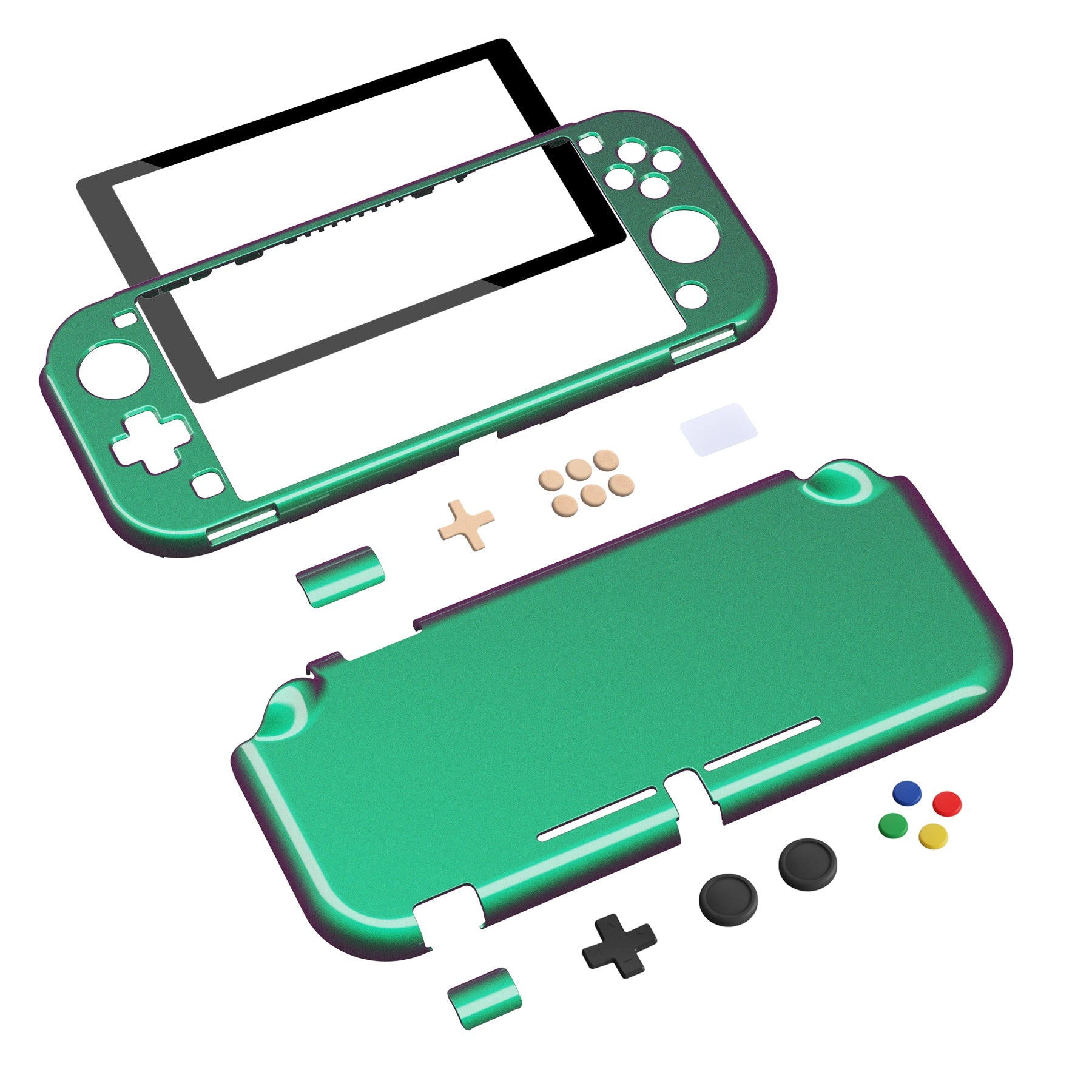 PlayVital Customized Protective Grip Case for Nintendo Switch Lite, Glossy Chameleon Green Purple Hard Cover Protector for Nintendo Switch Lite - 1 x Black Border Tempered Glass Screen Protector Included - YYNLP002 PlayVital