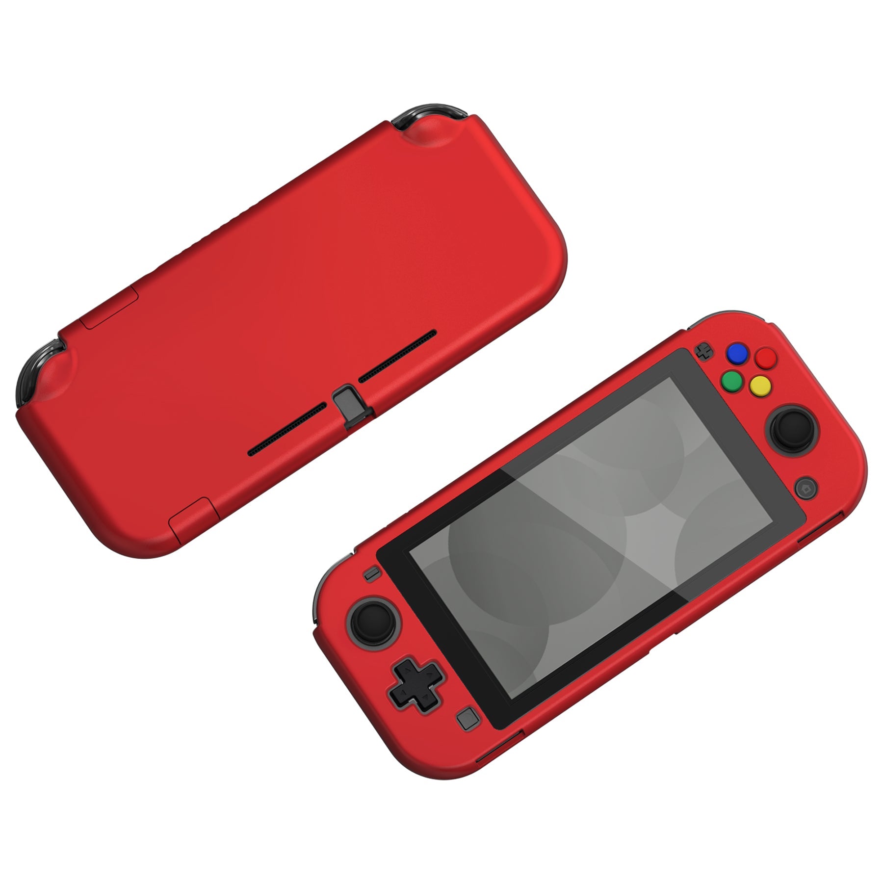 PlayVital Customized Protective Grip Case for Nintendo Switch Lite, Scarlet Red Hard Cover Protector for Nintendo Switch Lite - 1 x Black Border Tempered Glass Screen Protector Included - YYNLP003 PlayVital