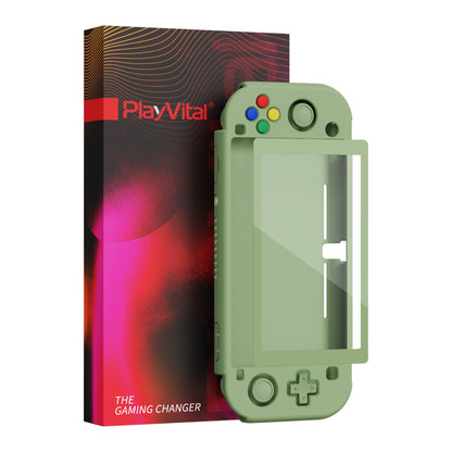 PlayVital Matcha Green Protective Case for NS Switch Lite, Hard Cover Protector for NS Switch Lite - 1 x Black Border Tempered Glass Screen Protector Included - YYNLP004 PlayVital