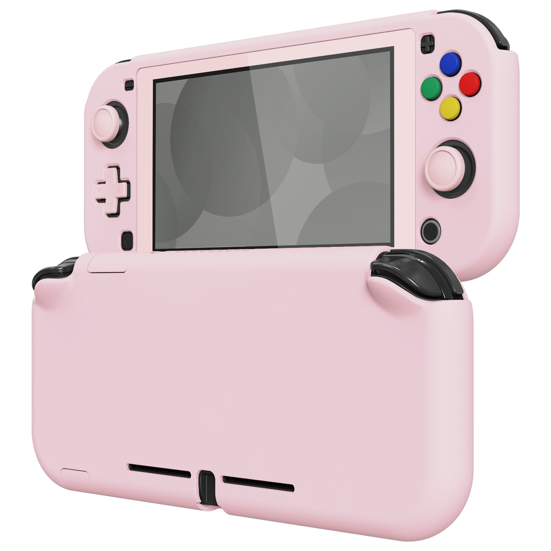 PlayVital Soft Touch Cherry Blossoms Pink Customized Protective Grip Case for Nintendo Switch Lite, Hard Cover Protector for Nintendo Switch Lite - 1 x White Border Tempered Glass Screen Protector Included - YYNLP005 PlayVital