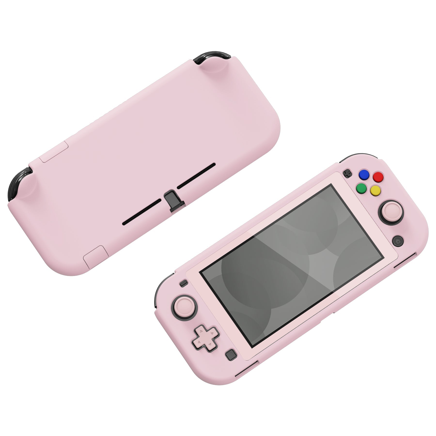 PlayVital Soft Touch Cherry Blossoms Pink Customized Protective Grip Case for Nintendo Switch Lite, Hard Cover Protector for Nintendo Switch Lite - 1 x White Border Tempered Glass Screen Protector Included - YYNLP005 PlayVital