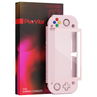 PlayVital Soft Touch Cherry Blossoms Pink Customized Protective Grip Case for Nintendo Switch Lite, Hard Cover Protector for Nintendo Switch Lite - 1 x White Border Tempered Glass Screen Protector Included - YYNLP005 PlayVital