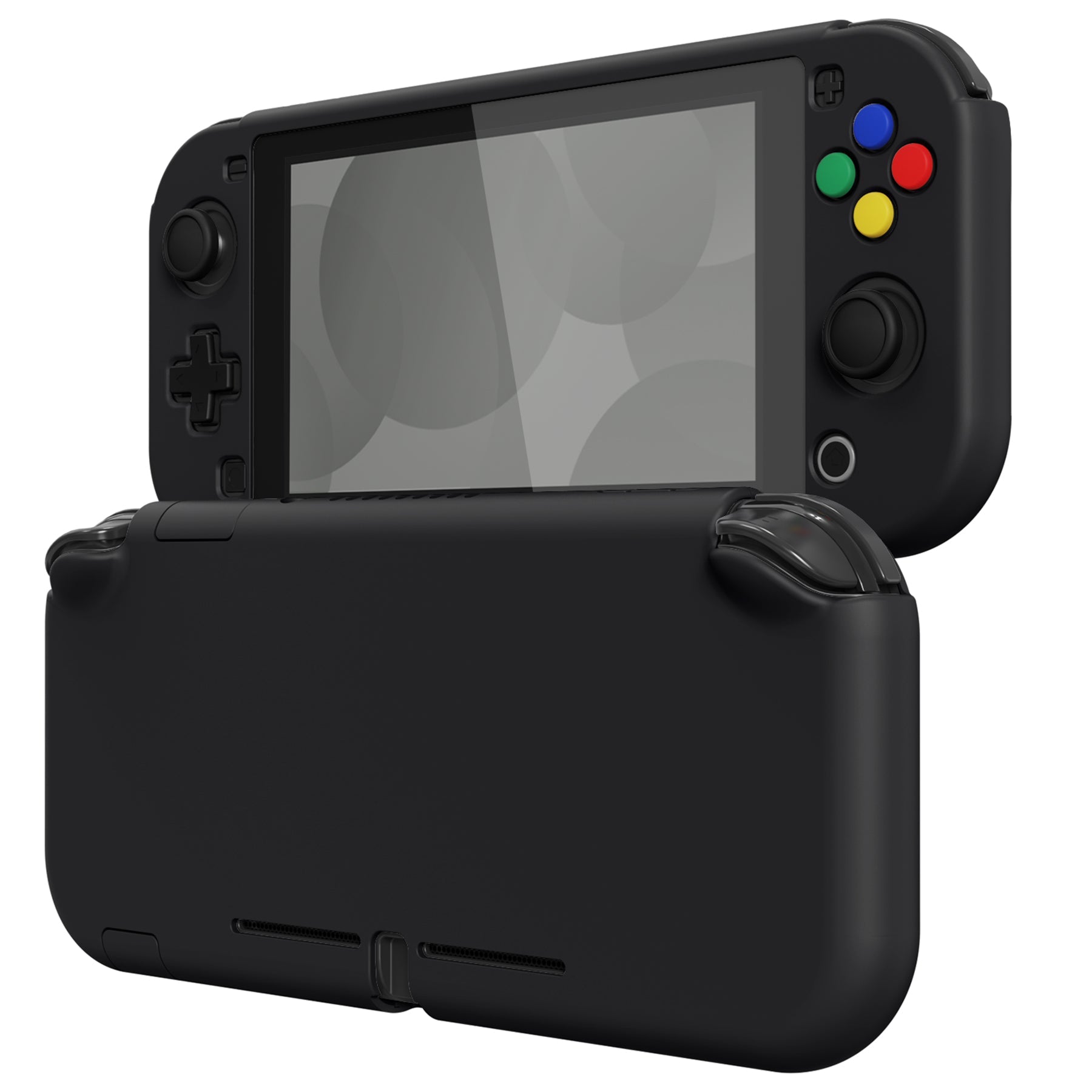 PlayVital Black Protective Case for NS Switch Lite, Hard Cover Protector for NS Switch Lite - 1 x Black Border Tempered Glass Screen Protector Included - YYNLP006 PlayVital