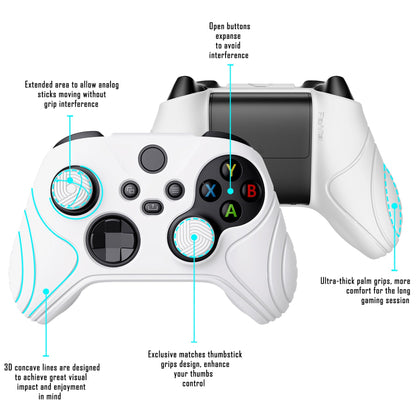 PlayVital Samurai Edition White Anti-slip Controller Grip Silicone Skin, Ergonomic Soft Rubber Protective Case Cover for Xbox Series S/X Controller Model 1914 with White Thumb Stick Caps - WAX3002 PlayVital